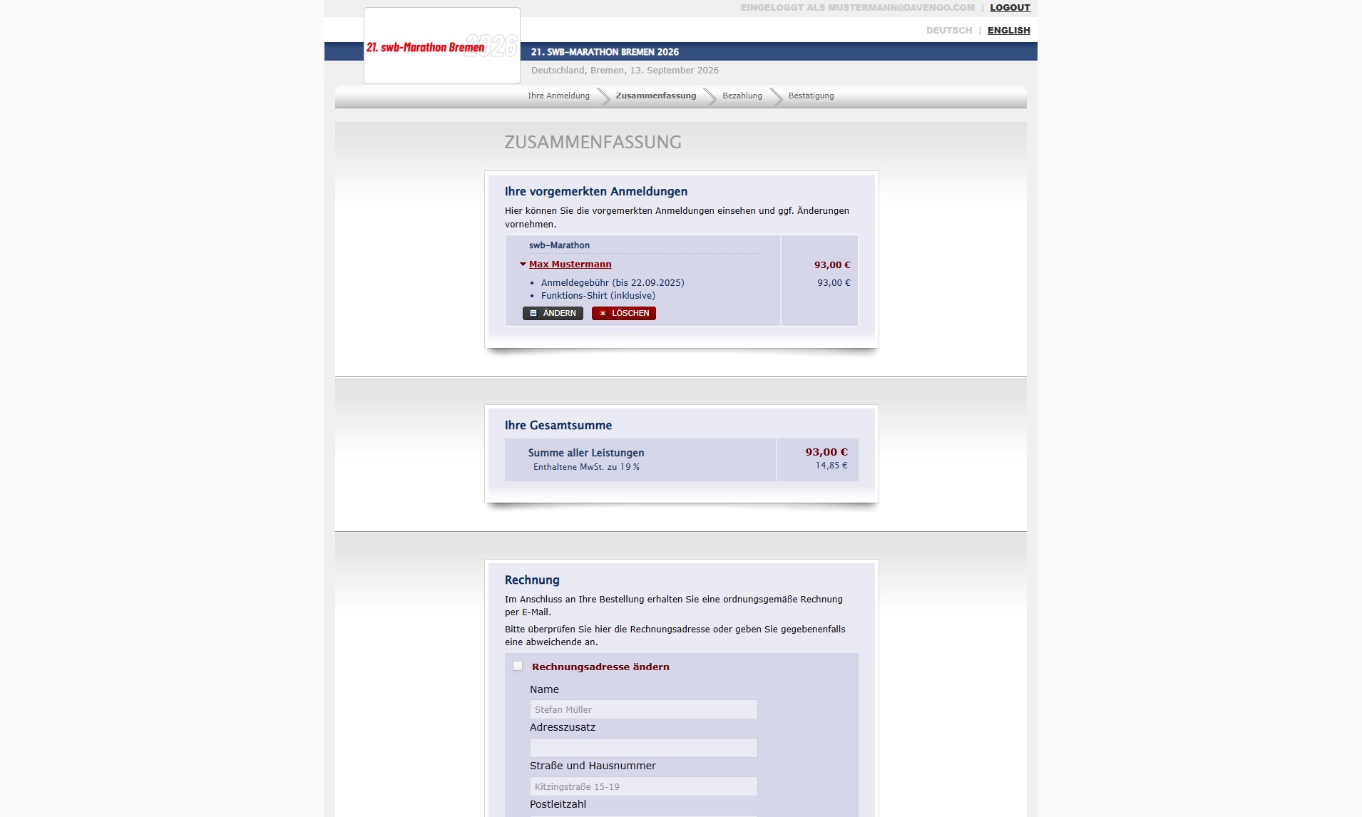 Warenkorb / Zusammenfassung 2025