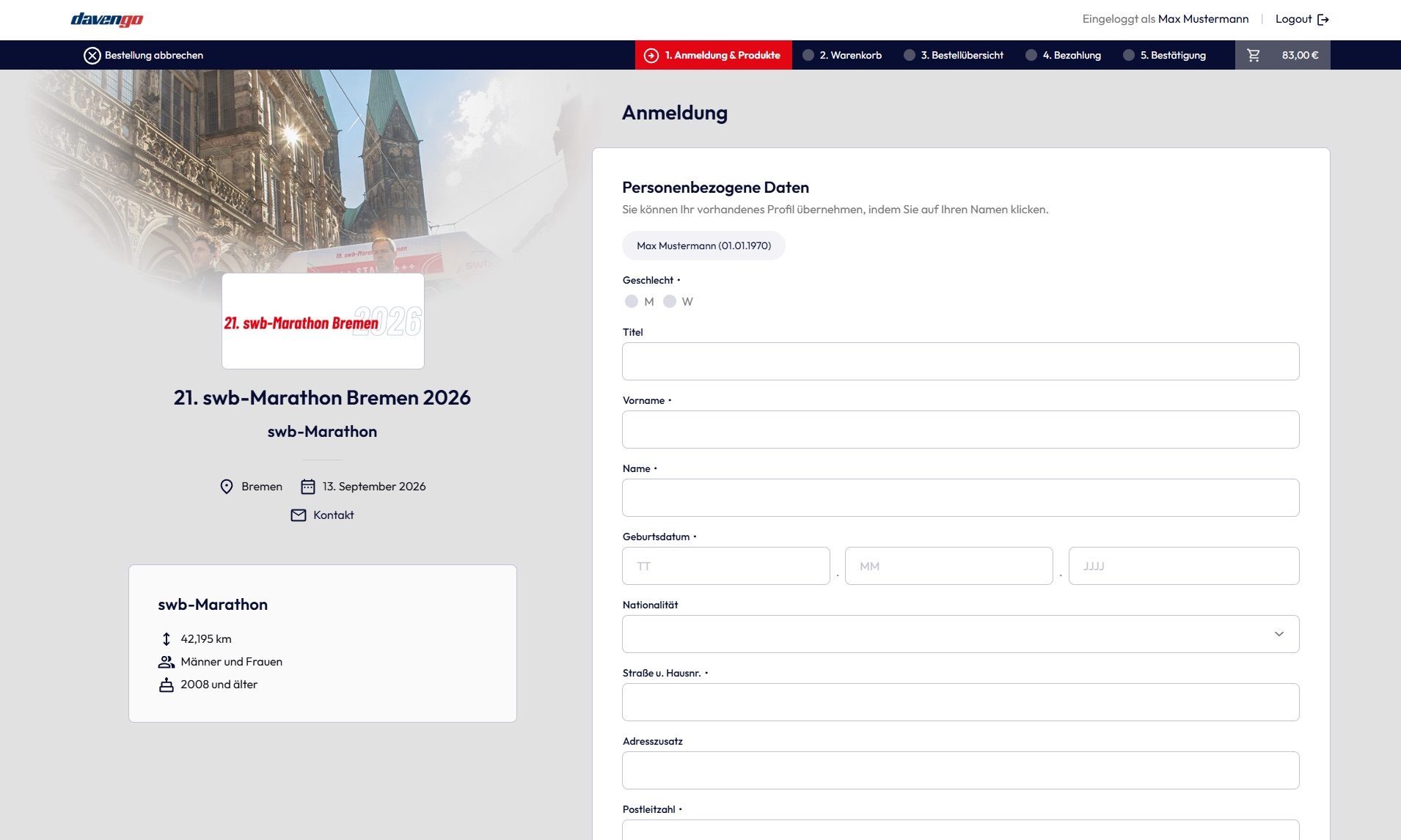 Teilnehmereingabe 2026: Klare Struktur, profil-basierte Schnellausfüllung